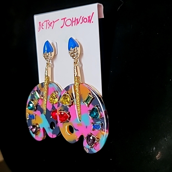 New! BETSEY JOHNSON Back To School Color Me Happy Artist Pallette Earrings. - Picture 8 of 11